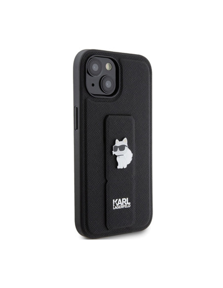Etui Do iPhone 15 Plus Karl Lagerfeld Gripstand Saffiano Choupette Pins Czarny
