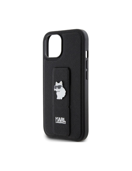 Etui Do iPhone 15 Plus Karl Lagerfeld Gripstand Saffiano Choupette Pins Czarny