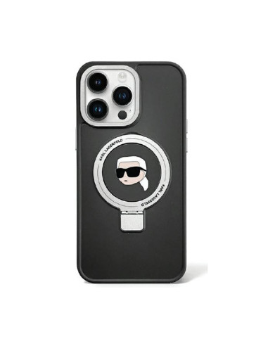 Etui Do iPhone 15 Plus Karl Lagerfeld Ring Stand Karl Head MagSafe Czarny
