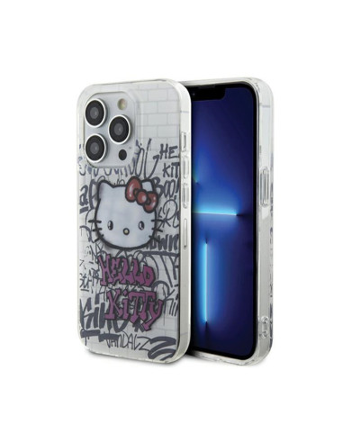 Etui Do iPhone 15 Pro Max Hello Kitty IML Kitty On Bricks Graffiti Biały