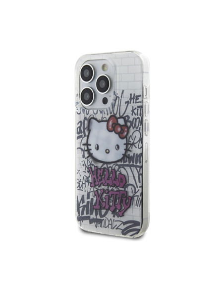 Etui Do iPhone 15 Pro Max Hello Kitty IML Kitty On Bricks Graffiti Biały