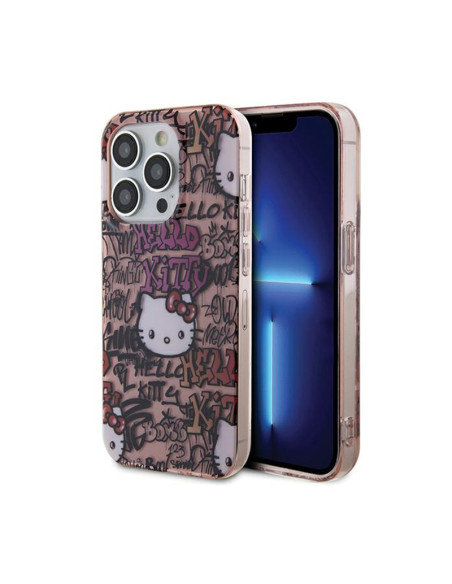 Etui Do iPhone 15 Pro Max Hello Kitty IML Tags Graffiti Różowy