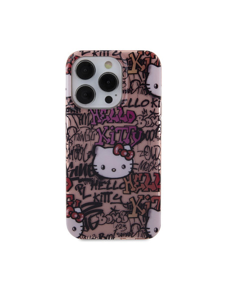 Etui Do iPhone 15 Pro Max Hello Kitty IML Tags Graffiti Różowy