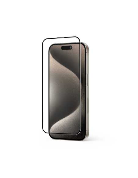 Szkło hartowane 9H na cały ekran iPhone 15 Pro + ramka instalacyjna Crong Anti-Bacterial 3D Armour Glass
