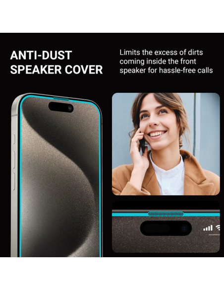 Szkło hartowane 9H na cały ekran iPhone 15 Pro + ramka instalacyjna Crong Anti-Bacterial 3D Armour Glass