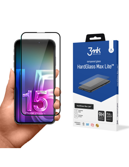 Szkło hartowane do iPhone 15 Pro 3mk HardGlass Max Lite Czarny