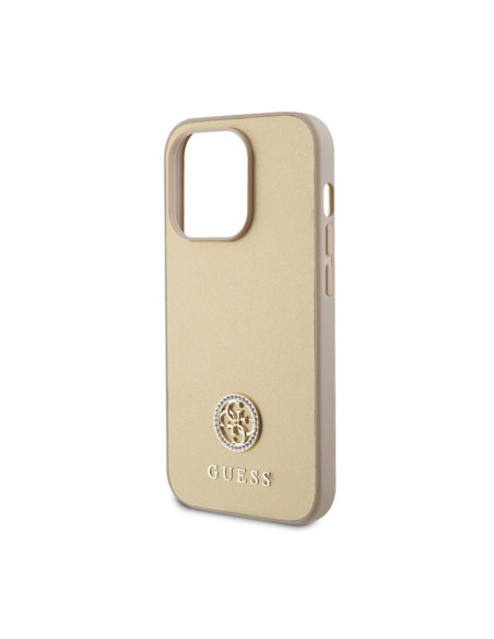 Etui Do iPhone 15 Pro Max Guess 4G Strass Metal Logo Złoty