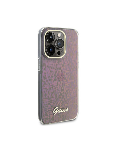 Etui Do iPhone 15 Pro Guess IML Faceted Mirror Disco Iridescent Różowy