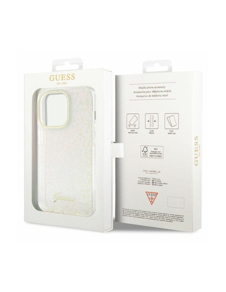 Etui Do iPhone 15 Pro Guess IML Faceted Mirror Disco Iridescent Różowy