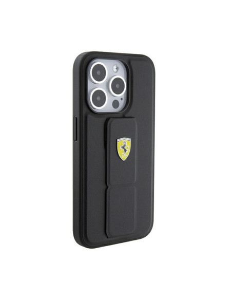 Etui Do iPhone 15 Pro Max Ferrari Grip Stand Metal Logo Czarny
