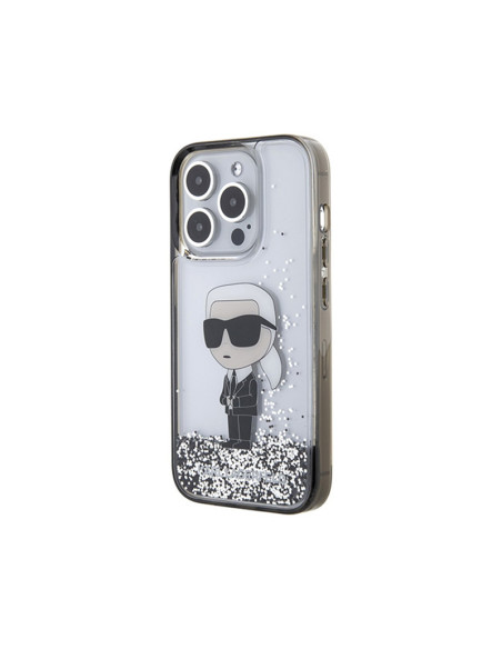 Etui Do iPhone 15 Pro Karl Lagerfeld Liquid Glitter Ikonik Przezroczysty