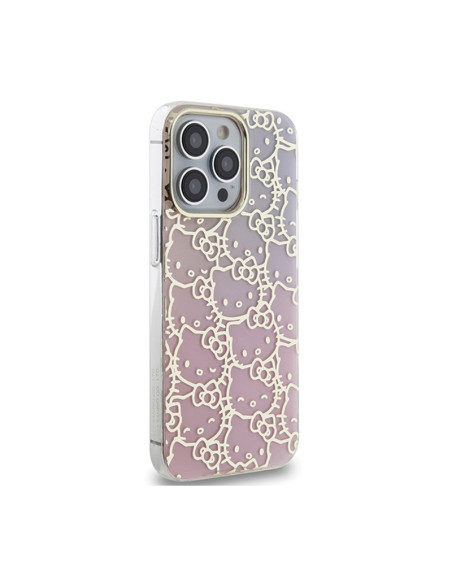 Etui Do iPhone 15 Pro Max Hello Kitty IML Gradient Electrop Crowded Kitty Head Różowy