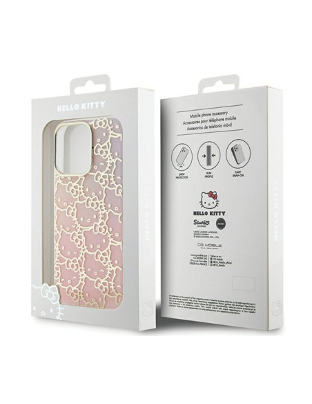 Etui Do iPhone 15 Pro Max Hello Kitty IML Gradient Electrop Crowded Kitty Head Różowy