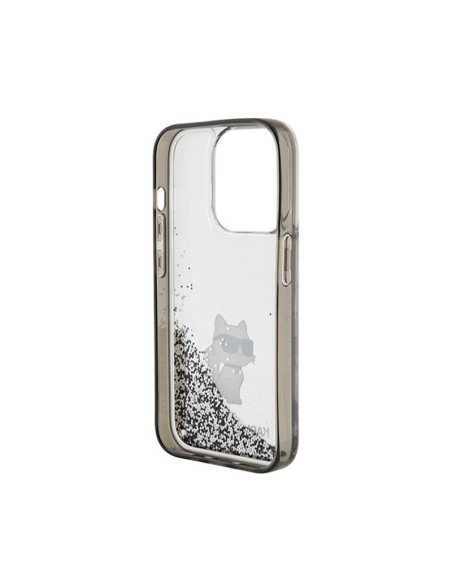 Etui Do iPhone 15 Pro Karl Lagerfeld Liquid Glitter Choupette Przezroczysty
