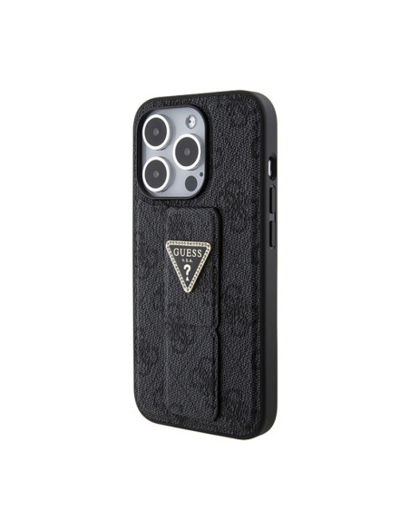 Etui Do iPhone 15 Pro Max Guess Grip Stand 4G Triangle Strass Logo Czarny
