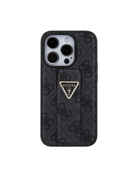 Etui Do iPhone 15 Pro Max Guess Grip Stand 4G Triangle Strass Logo Czarny