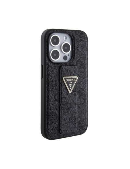 Etui Do iPhone 15 Pro Max Guess Grip Stand 4G Triangle Strass Logo Czarny