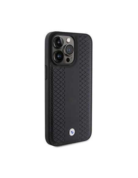 Etui Do iPhone 15 Pro Max BMW Leather Diamond Pattern Czarny