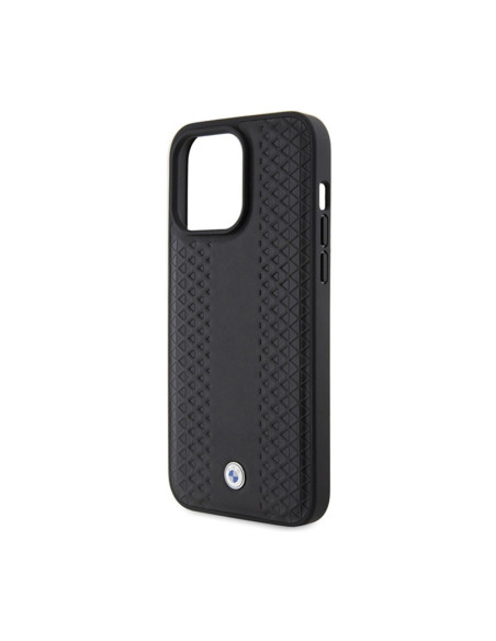 Etui Do iPhone 15 Pro Max BMW Leather Diamond Pattern Czarny