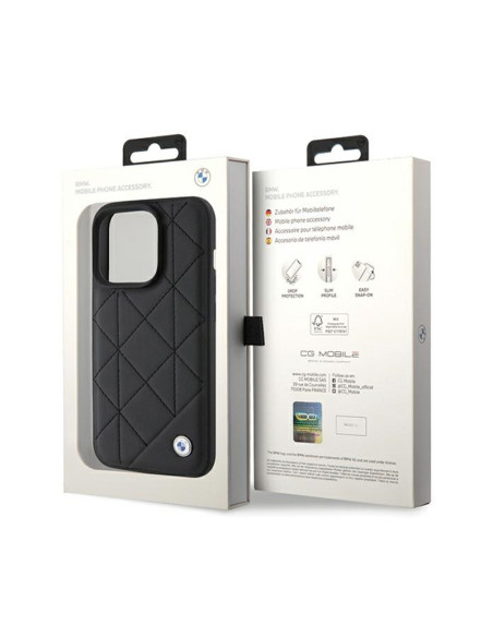 Etui Do iPhone 15 Pro Max BMW Leather Quilted Czarny