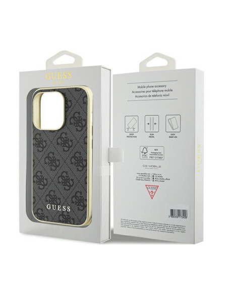 Etui Do iPhone 15 Pro Guess 4G Charms Collection Szary