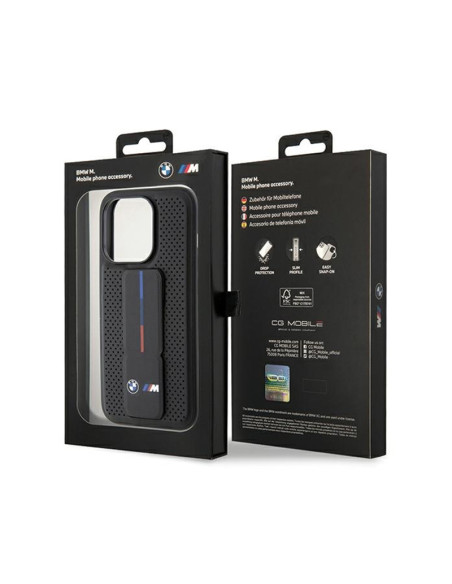 Etui Do iPhone 15 Pro Max BMW Grip Stand Smooth & Perforated Czarny