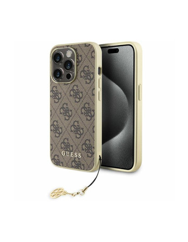 Etui Do iPhone 15 Pro Guess 4G Charms Collection Brązowy