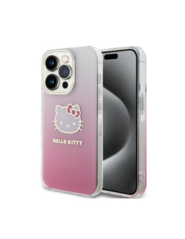 Etui Do iPhone 15 Pro Hello Kitty IML Gradient Electrop Kitty Head Różowy