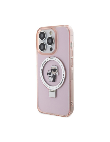 Etui Do iPhone 15 Pro Max Karl Lagerfeld Ring Stand Karl & Choupette MagSafe Różowy