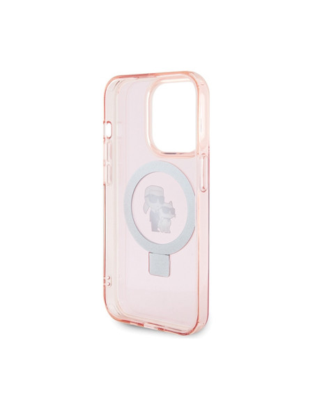 Etui Do iPhone 15 Pro Max Karl Lagerfeld Ring Stand Karl & Choupette MagSafe Różowy