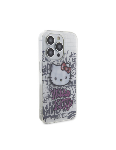 Etui Do iPhone 15 Pro Hello Kitty IML Kitty On Bricks Graffiti Biały
