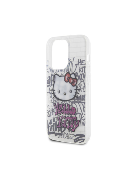 Etui Do iPhone 15 Pro Hello Kitty IML Kitty On Bricks Graffiti Biały