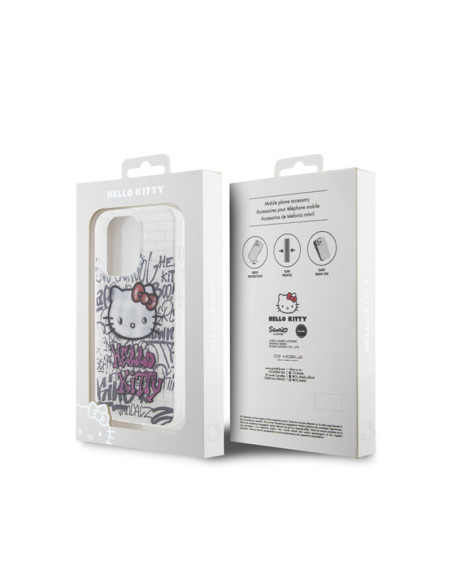 Etui Do iPhone 15 Pro Hello Kitty IML Kitty On Bricks Graffiti Biały