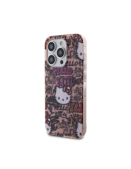 Etui Do iPhone 15 Pro Hello Kitty IML Tags Graffiti Różowy