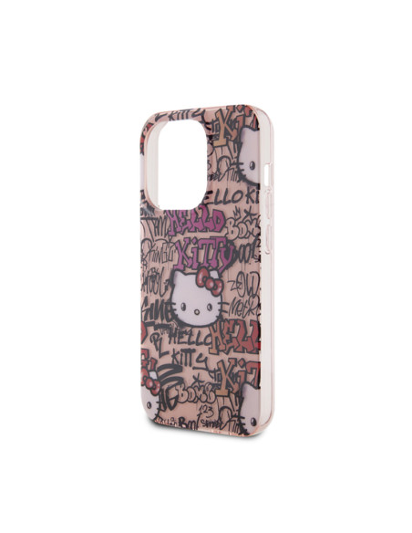 Etui Do iPhone 15 Pro Hello Kitty IML Tags Graffiti Różowy