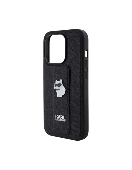 Etui Do iPhone 15 Pro Max Karl Lagerfeld Gripstand Saffiano Choupette Pins Czarny