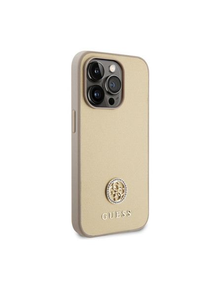 Etui Do iPhone 15 Pro Guess 4G Strass Metal Logo Złoty