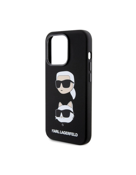 Etui Do iPhone 15 Pro Max Karl Lagerfeld Silicone Karl & Choupette Heads Czarny
