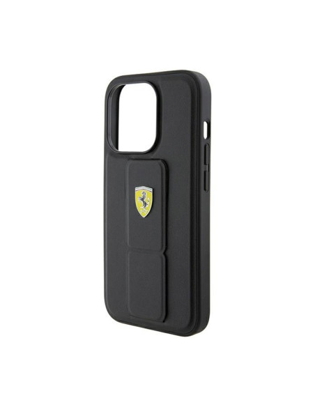 Etui Do iPhone 15 Pro Ferrari Grip Stand Metal Logo Czarny