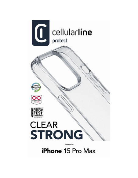 Etui Do iPhone 15 Pro Max z ochroną antybakteryjną Cellularline Clear Strong Przezroczysty