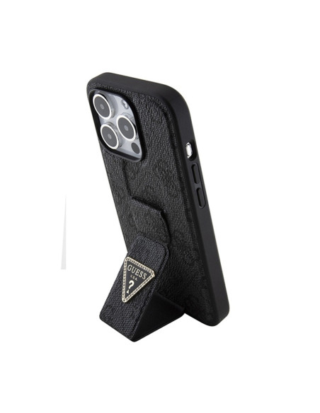Etui Do iPhone 15 Pro Guess Grip Stand 4G Triangle Strass Logo Czarny