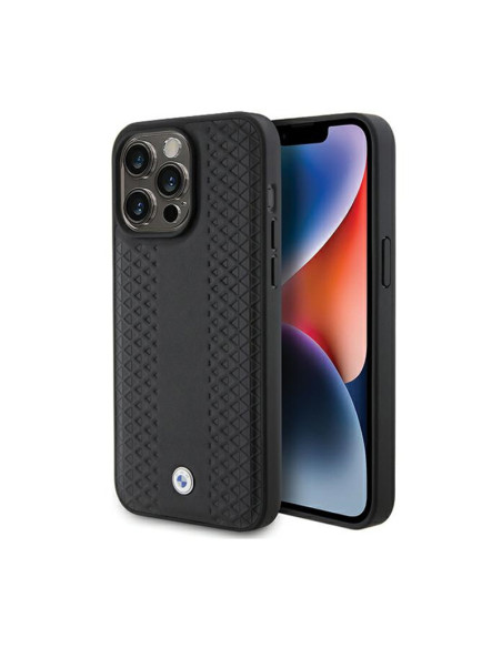 Etui Do iPhone 15 Pro BMW Leather Diamond Pattern Czarny