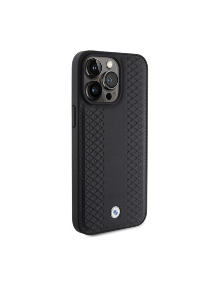 Etui Do iPhone 15 Pro BMW Leather Diamond Pattern Czarny