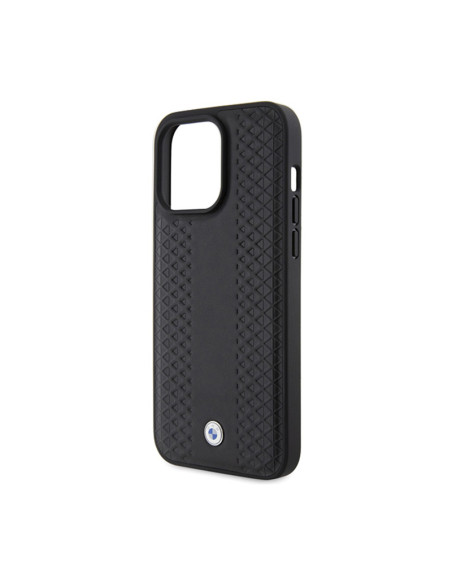 Etui Do iPhone 15 Pro BMW Leather Diamond Pattern Czarny