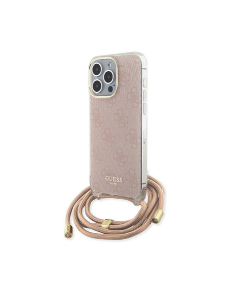 Etui Do iPhone 15 Pro Max Guess Crossbody Cord 4G Print Różowy