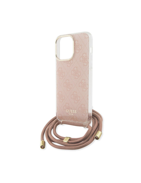 Etui Do iPhone 15 Pro Max Guess Crossbody Cord 4G Print Różowy