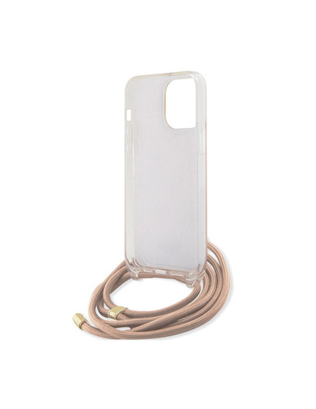 Etui Do iPhone 15 Pro Max Guess Crossbody Cord 4G Print Różowy