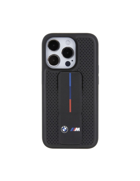 Etui Do iPhone 15 Pro BMW Grip Stand Smooth & Perforated Czarny
