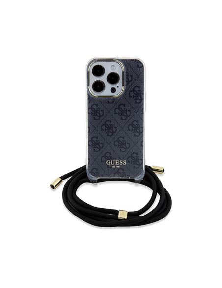 Etui Do iPhone 15 Pro Max Guess Crossbody Cord 4G Print Czarny