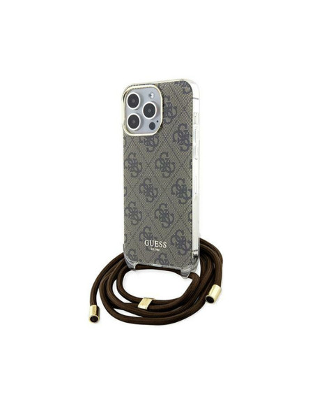 Etui Do iPhone 15 Pro Max Guess Crossbody Cord 4G Print Brązowy